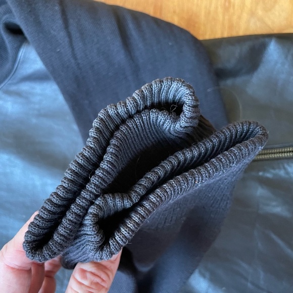 Tre Vero Men's Black Leather Sweater Jacket Button Front Stand Collar size L - Picture 9 of 14